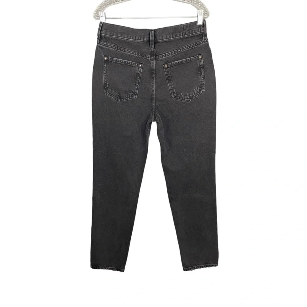 Free People The Lasso Jean Distressed Washed Black Straight Leg NWT - Picture 3 of 12